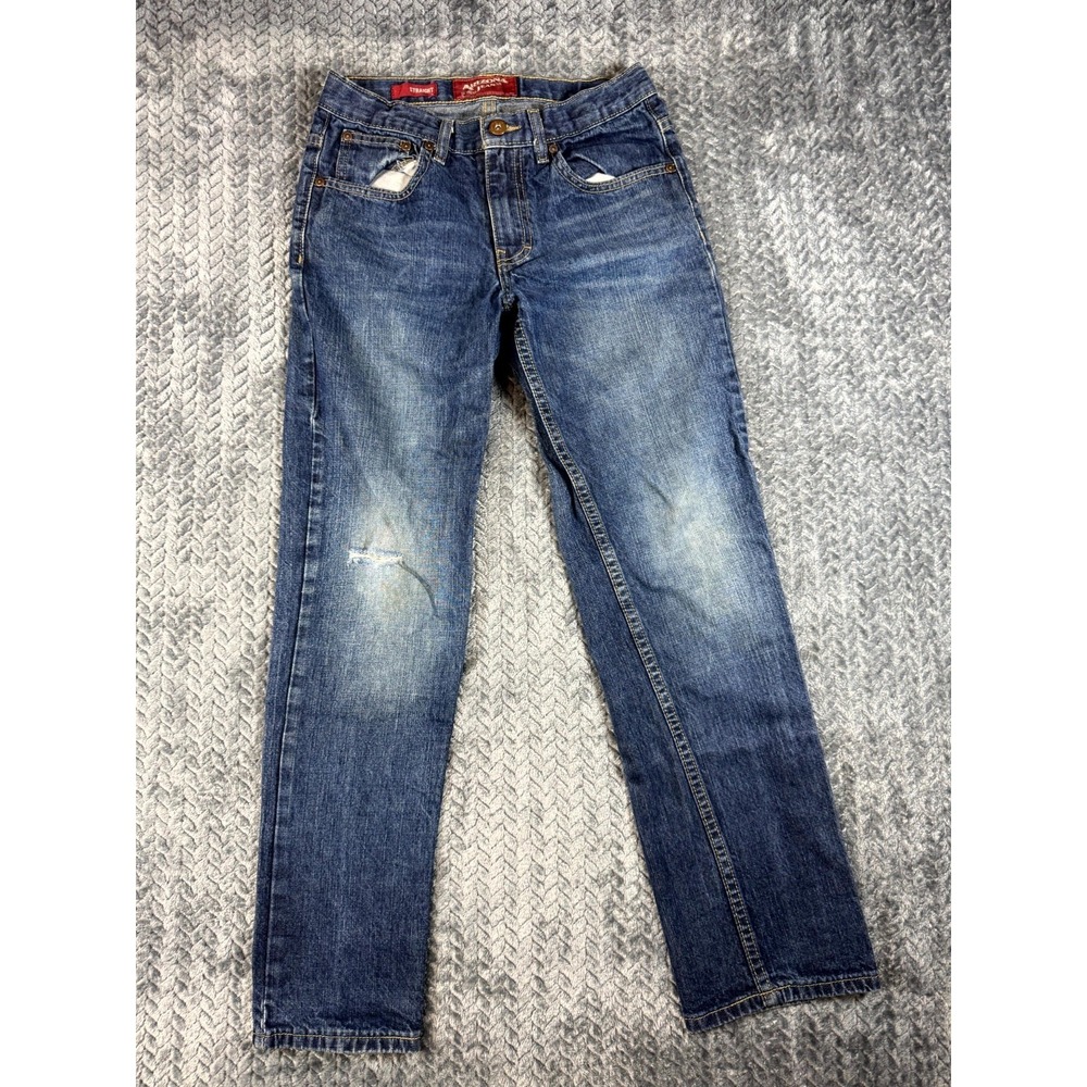 Arizona Jean Co. Boys 14 Blue Denim Cotton Stretch Medium Wash Outdoor Straight